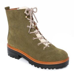 Marc Fisher Izma Dark Green Shearling Hiking Boots